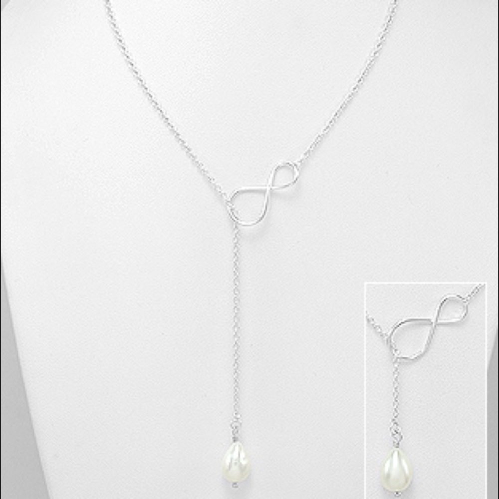 925 ss infinity fresh water pearl necklace set